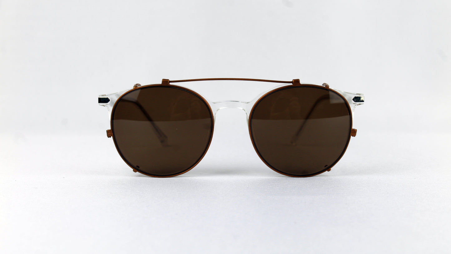 Custom clip-on sunglasses with non-polarized lenses
