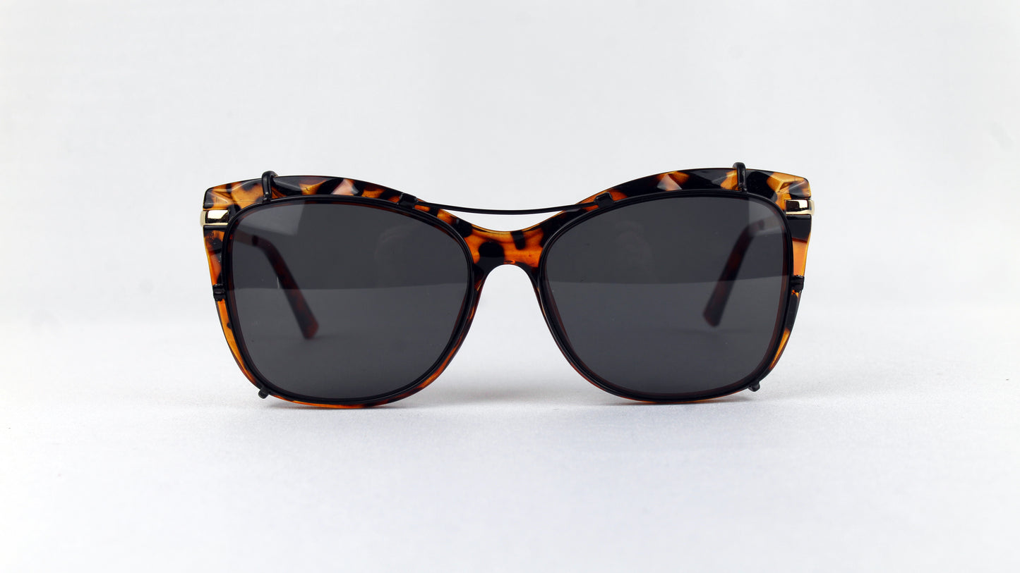 Custom clip-on sunglasses with non-polarized lenses